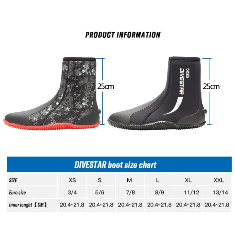 DIVESTAR 5mm Diving Boots Neoprene Shoes With Puncture Resistant Sole, Size: NO.10 (43)(Black)