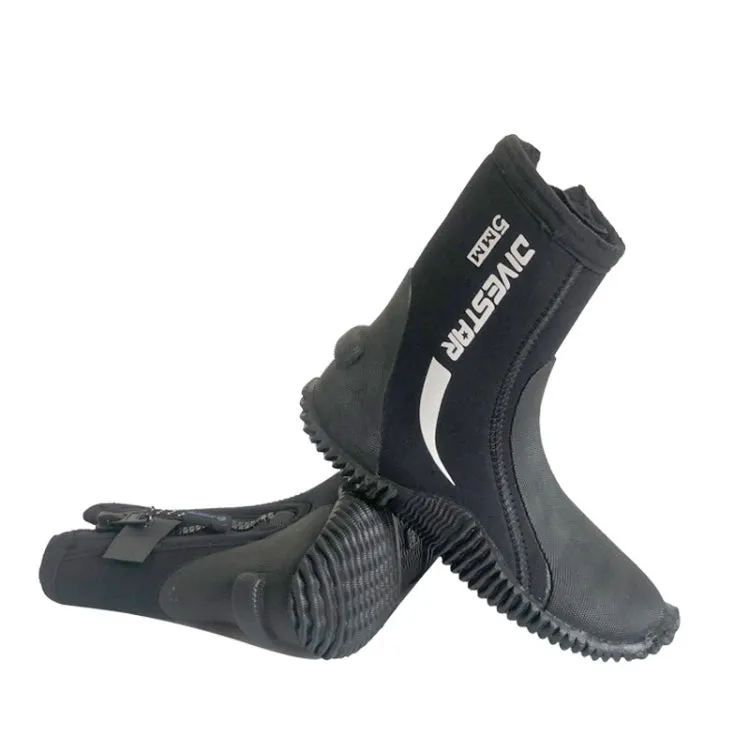 DIVESTAR 5mm Diving Boots Neoprene Shoes With Puncture Resistant Sole, Size: NO.10 (43)(Black)