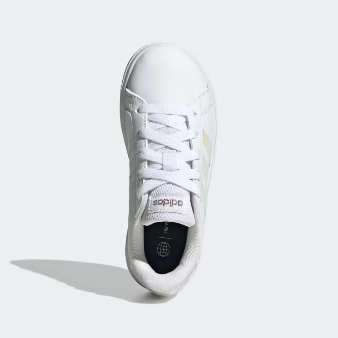 Grand Court Lifestyle Lace Tennis Shoes (Cloud White   Iridescent   Cloud White)