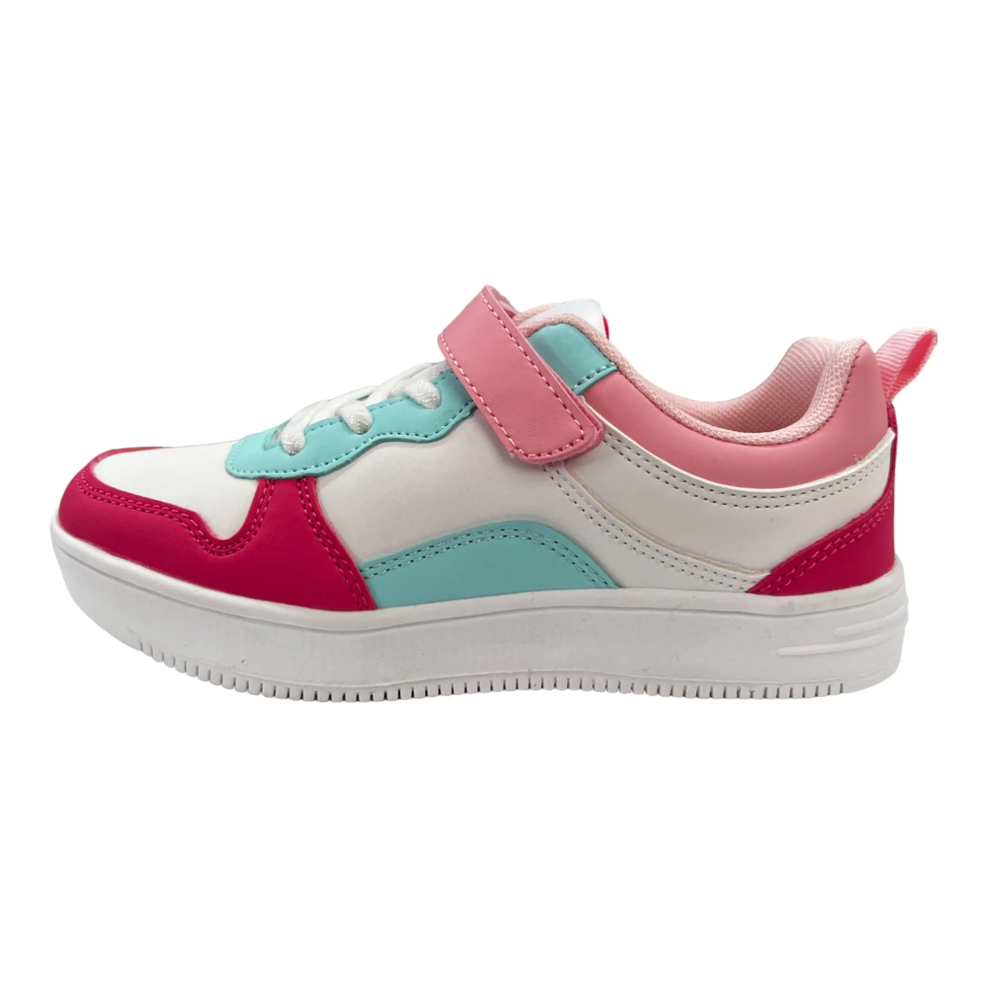 Grosby Hoop G Pink/ White/ Blue Girls Kids Sneakers Velcro Shoes