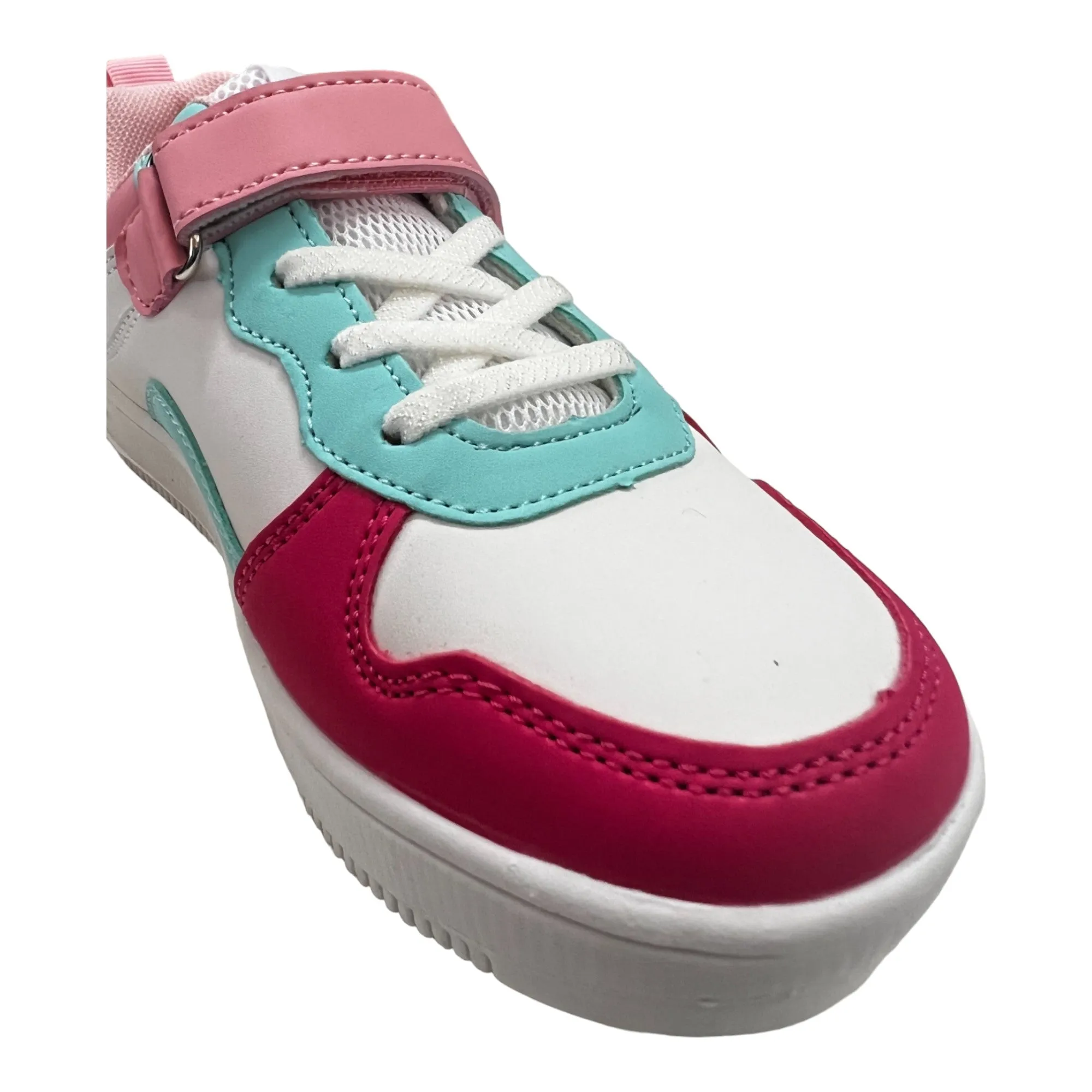 Grosby Hoop G Pink/ White/ Blue Girls Kids Sneakers Velcro Shoes