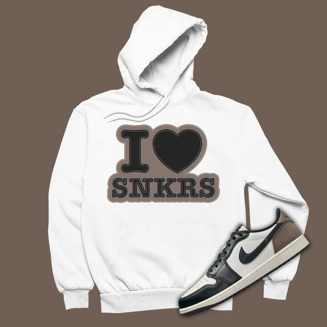 I Love Sneakers Hoodie Matching Jordan 1 Low OG Mocha