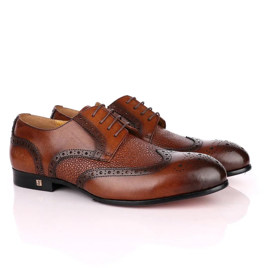 John Foster Coffee Half Croc Oxford Brogues Shoe