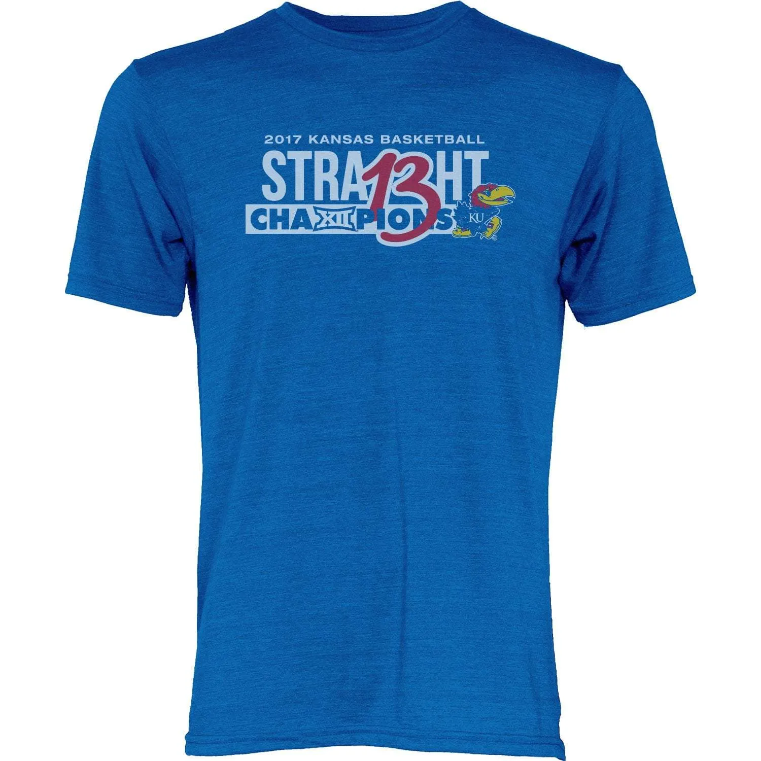 Kansas Jayhawks 13 Straight Basketball Big 12 Champion Titles Tri-Blend T-Shirt