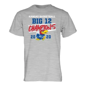 Kansas Jayhawks 2020 BIG 12 Basketball Champions Heather Gray T-Shirt