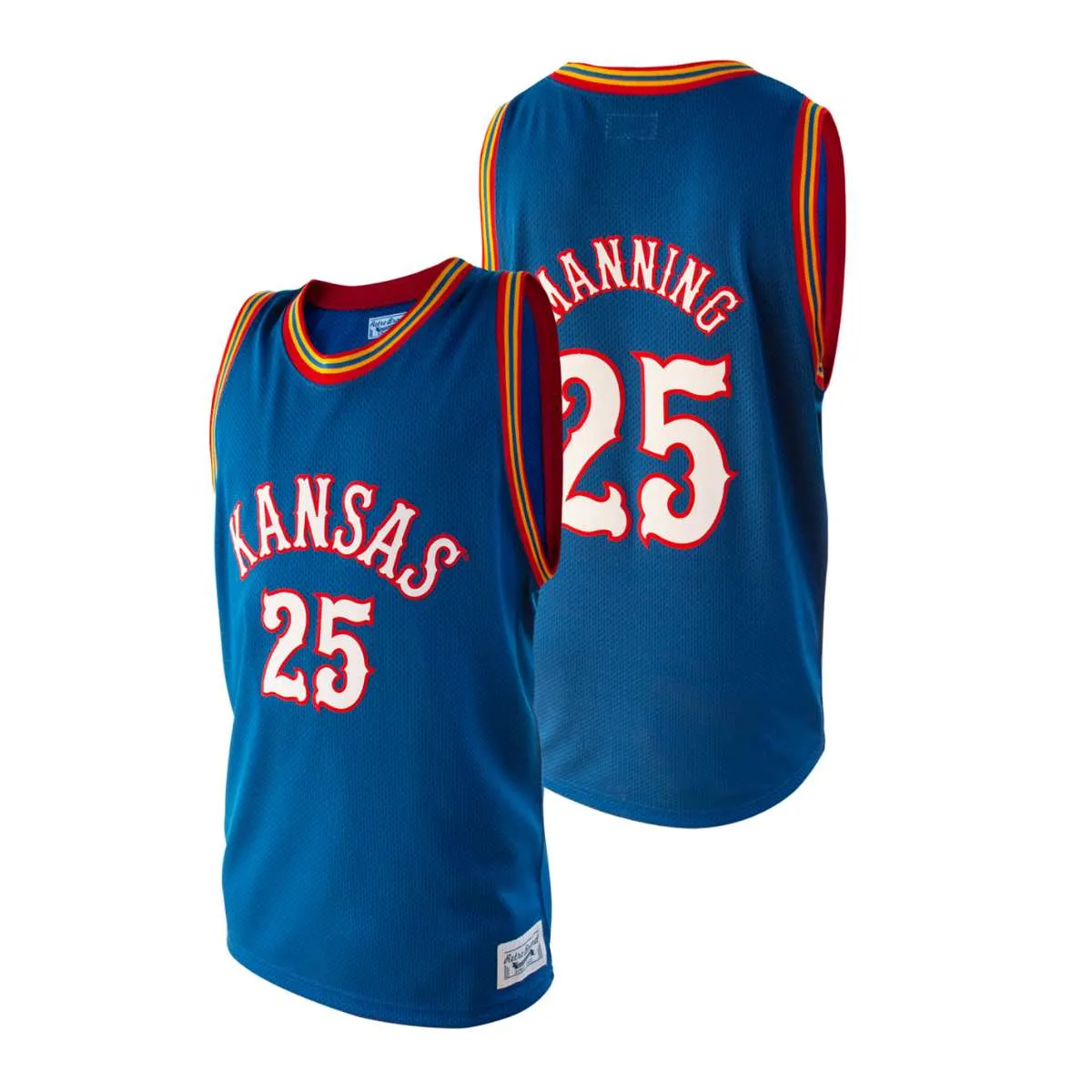 Kansas Jayhawks Danny Manning #25 Retro Brand Authentic Basketball Blue Jersey