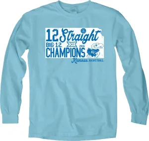 Kansas Jayhawks Women Big 12 Conference Champs 12 Straight Blue LS T-Shirt