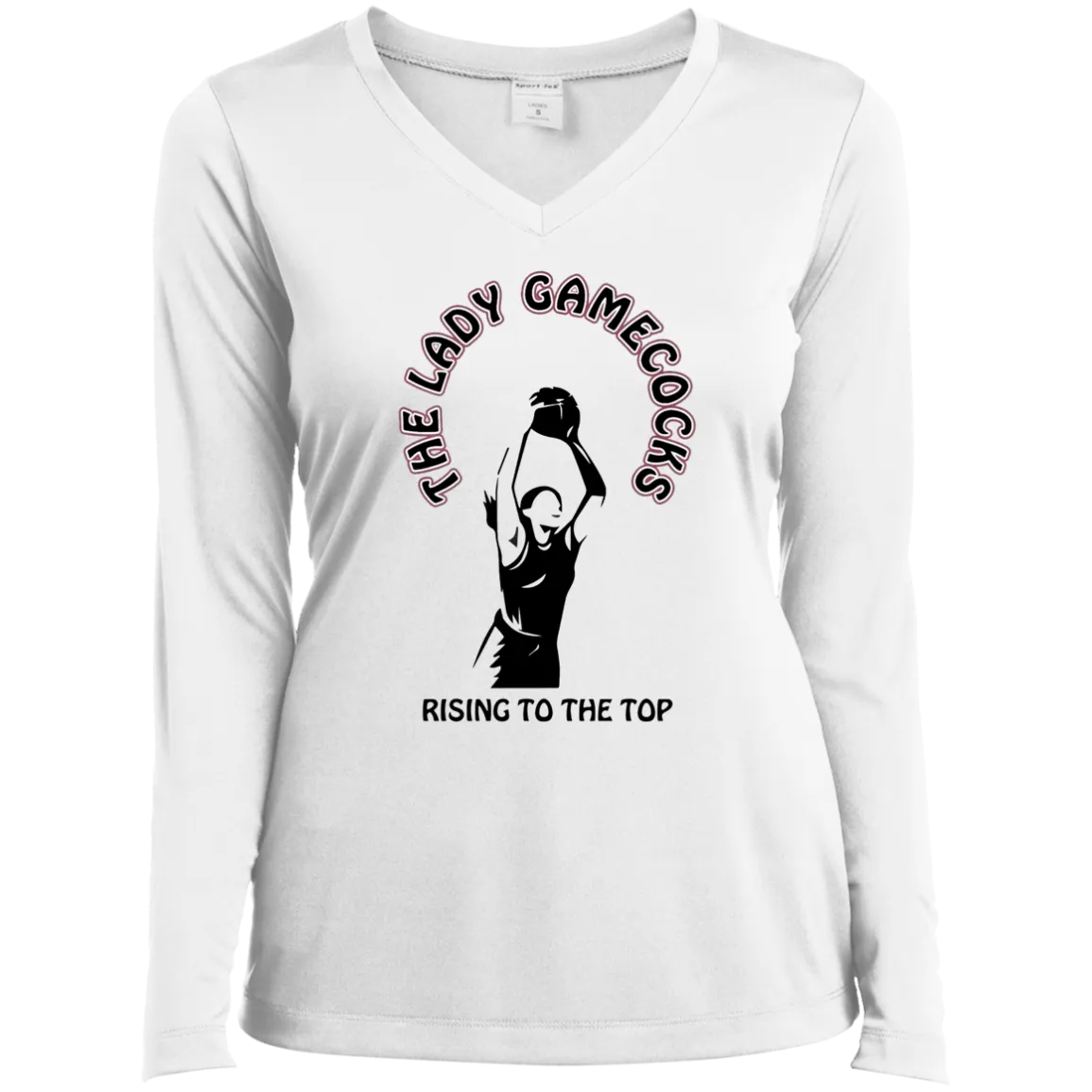 Lady Gamecocks Women's Basketball-Inspired Sport-Tek Ladies' LS Rising To The Top Performance V-Neck T-Shirt