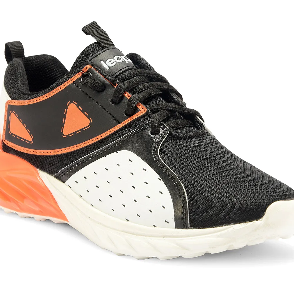 Leap7x By Liberty Kids ANTONY-EL Black Sports Lacing Walking Shoes