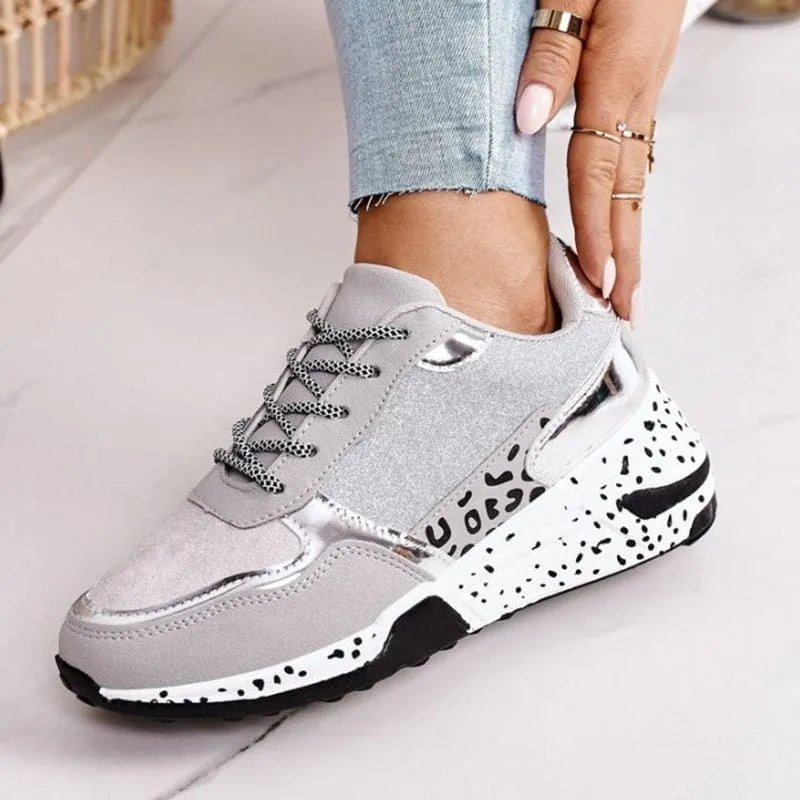 Leopard Print Lace-Up Suede Platform Sneakers