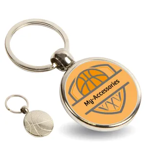 MBK Basketball Round Blank Metal Photo Insert Keyring - 30mm - Pack of 10