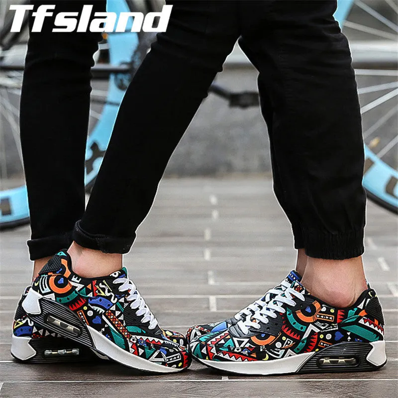 Men Women Sport Air Mesh Breathable Shoes Trainers Unisex Walking Flats Printed Mixed Color Leisure Basketball Shoes Sneakers