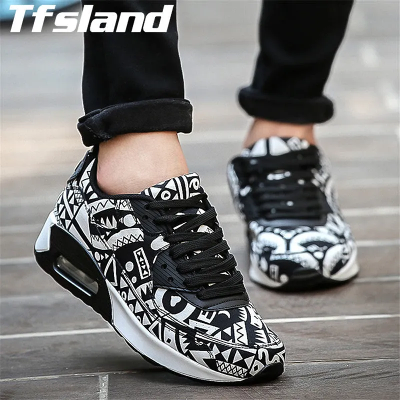 Men Women Sport Air Mesh Breathable Shoes Trainers Unisex Walking Flats Printed Mixed Color Leisure Basketball Shoes Sneakers