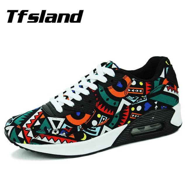 Men Women Sport Air Mesh Breathable Shoes Trainers Unisex Walking Flats Printed Mixed Color Leisure Basketball Shoes Sneakers