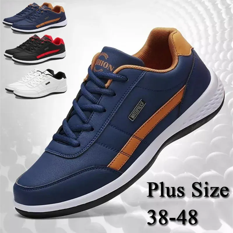 Mens Running Shoes Ourdoor Non-slip Jogging Trekking Sneakers Lace Up Athletic Shoes Comfortable Light Soft Leather Male Sneaker