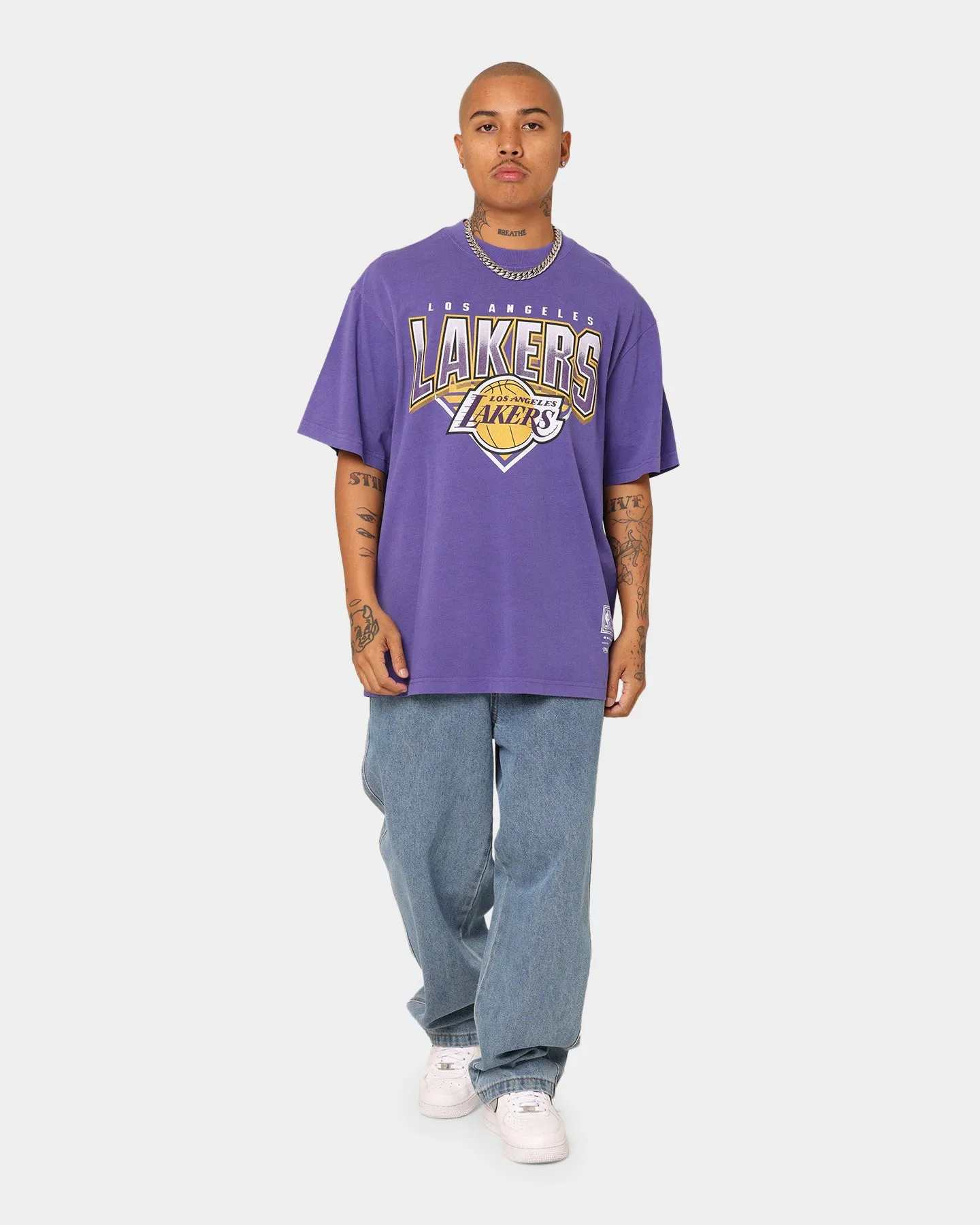 Mitchell & Ness Los Angeles Lakers Metallic Shadow T-Shirt Faded Purple