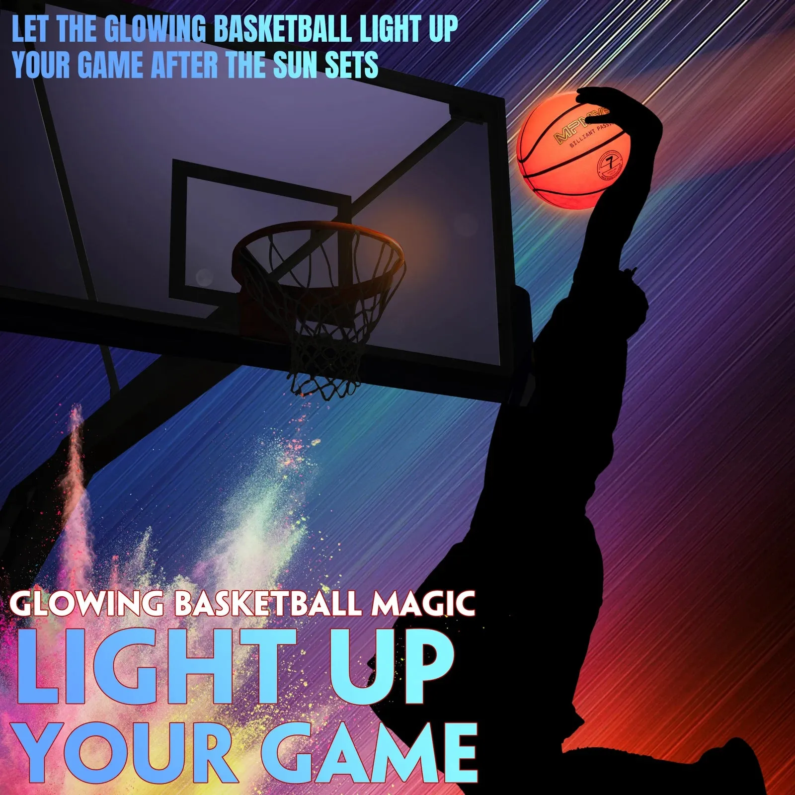 MPMVP Light Up Basketball - Size 7 - Glow in The Dark - Rechargeable - Perfect for Athletes, Kids, and Basketball Lovers