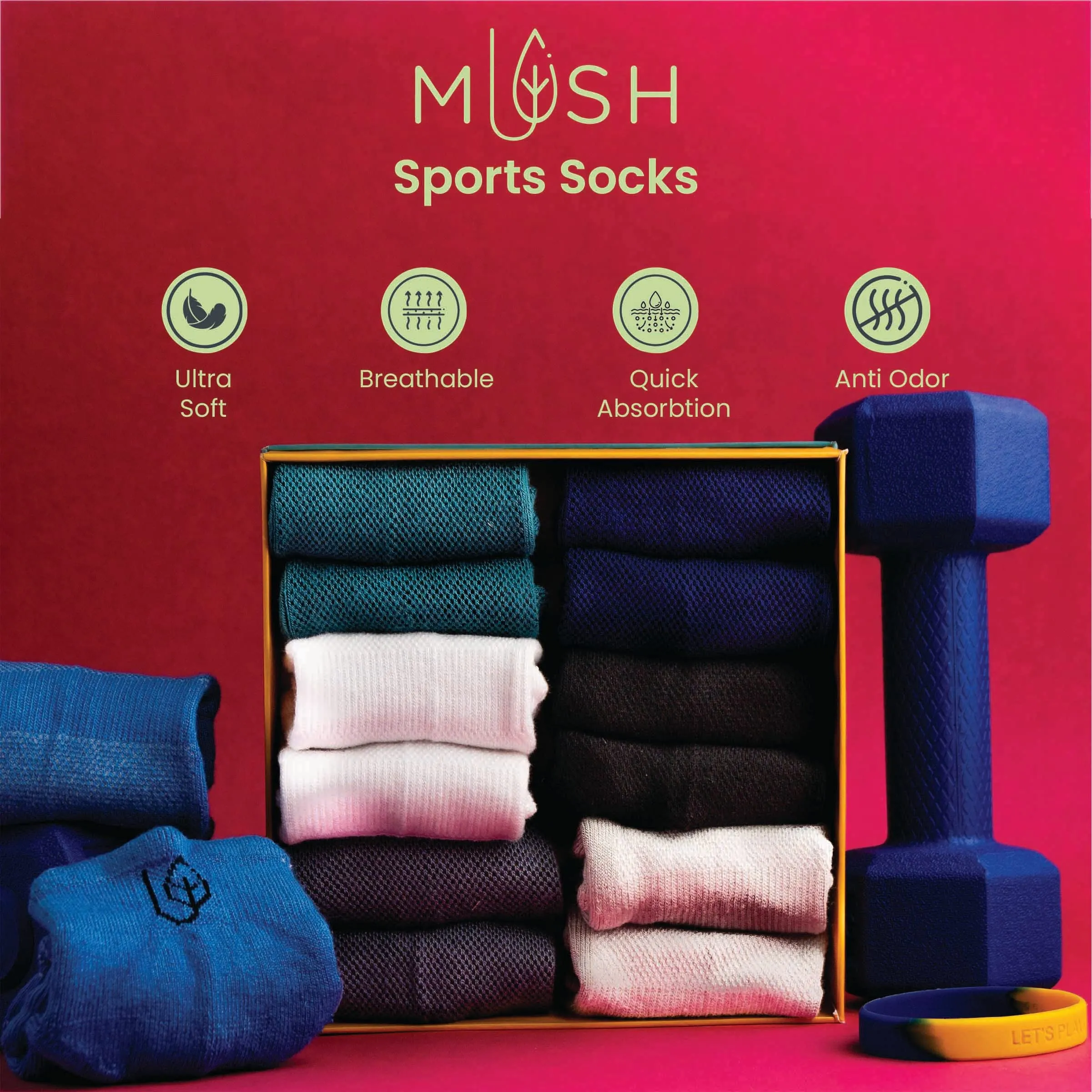 Mush Bamboo Performance Socks for Men || Sports & Casual Wear Ultra Soft, Anti Odor, Breathable Ankle Length Pack of 3 UK Size 6-10 (Sky Blue, White, Black & Sky Blue, Light Grey, Navy Blue, 6)