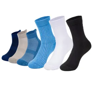 Mush Bamboo Performance Socks for Men || Sports & Casual Wear Ultra Soft, Anti Odor, Breathable Ankle Length Pack of 3 UK Size 6-10 (Sky Blue, White, Black & Sky Blue, Light Grey, Navy Blue, 6)