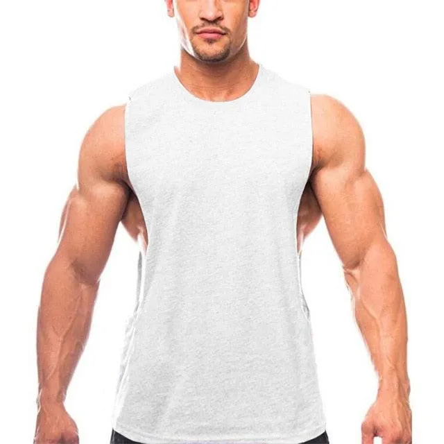 New Plain Tank Top - Men Gyms Stringer Sleeveless Shirt Fitness Clothing (TM7)