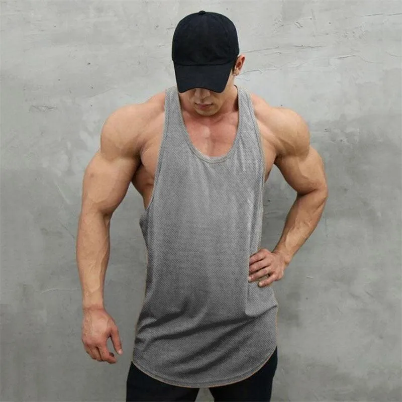 New Summer Brand Vest Mesh Gym Clothing - Mens Tank Tops Sleeveless Shirt - Bodybuilding Equipment Fitness Men's Stringer Tank Top (TM7)(1U101)(1U100)