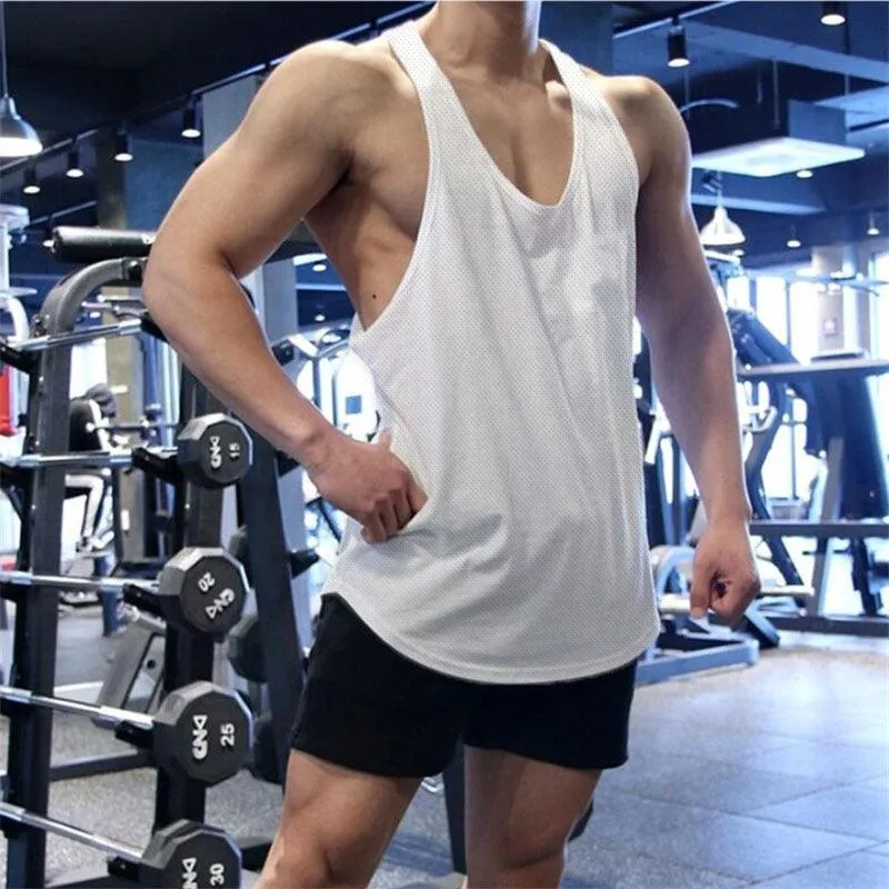 New Summer Brand Vest Mesh Gym Clothing - Mens Tank Tops Sleeveless Shirt - Bodybuilding Equipment Fitness Men's Stringer Tank Top (TM7)(1U101)(1U100)