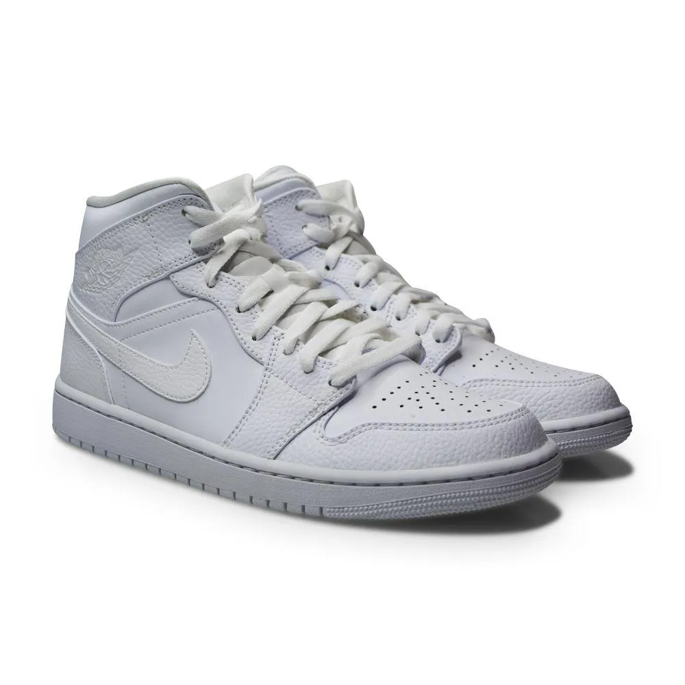 Nike Air Jordan 1 Mid 'Triple White' 554724 130 AJ1 Sneakers For Men UK 12