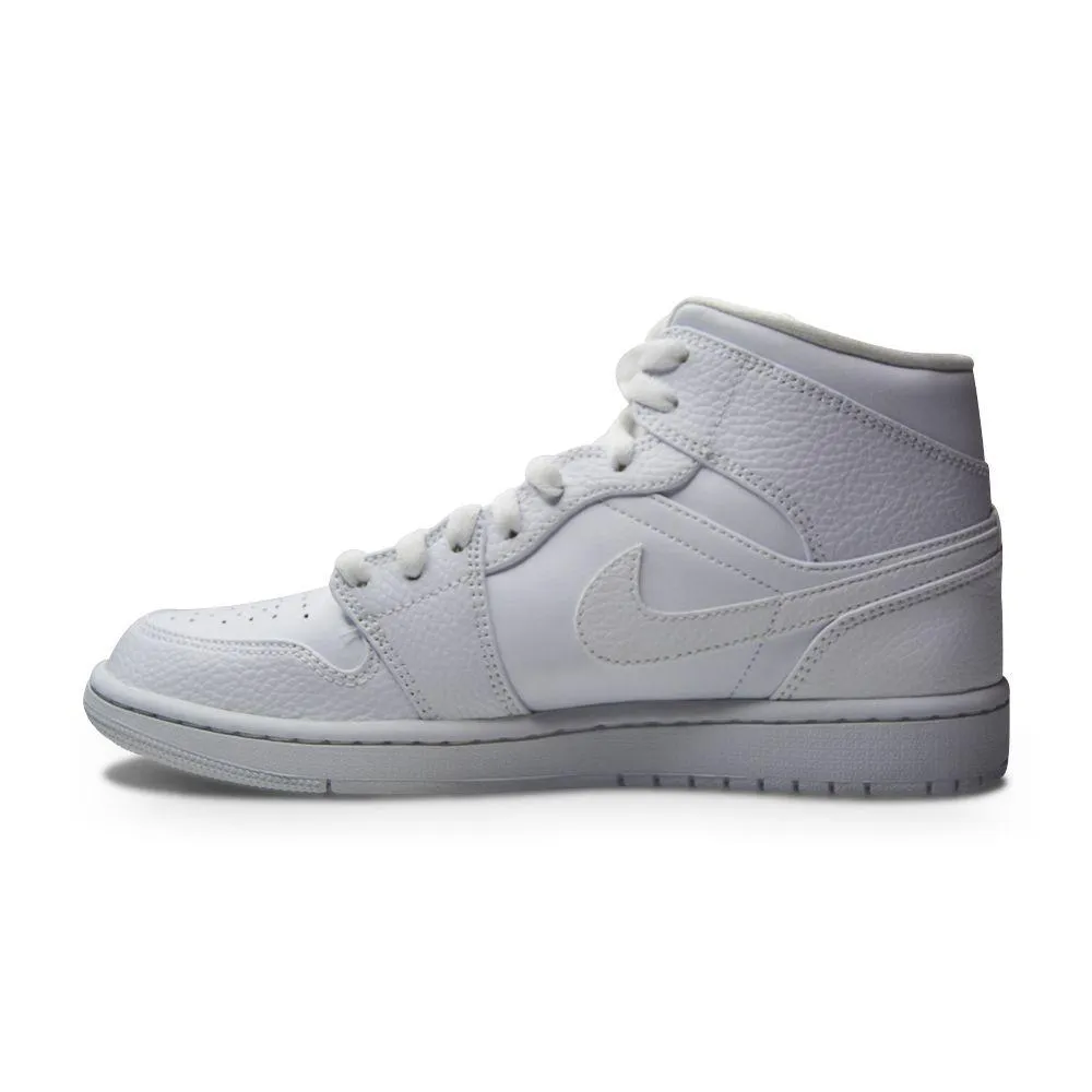 Nike Air Jordan 1 Mid 'Triple White' 554724 130 AJ1 Sneakers For Men UK 12