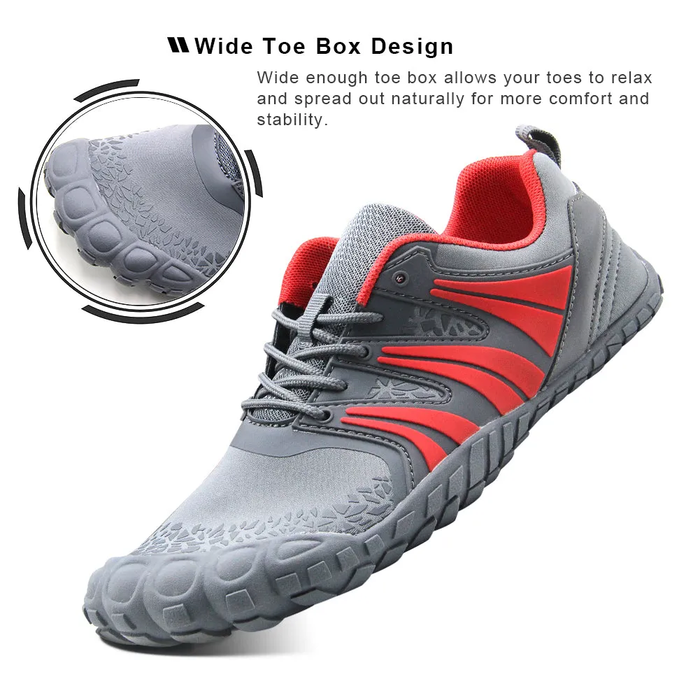 Oranginer Men's Barefoot Minimalist Cross Training Shoes OB1 - Gray/Red