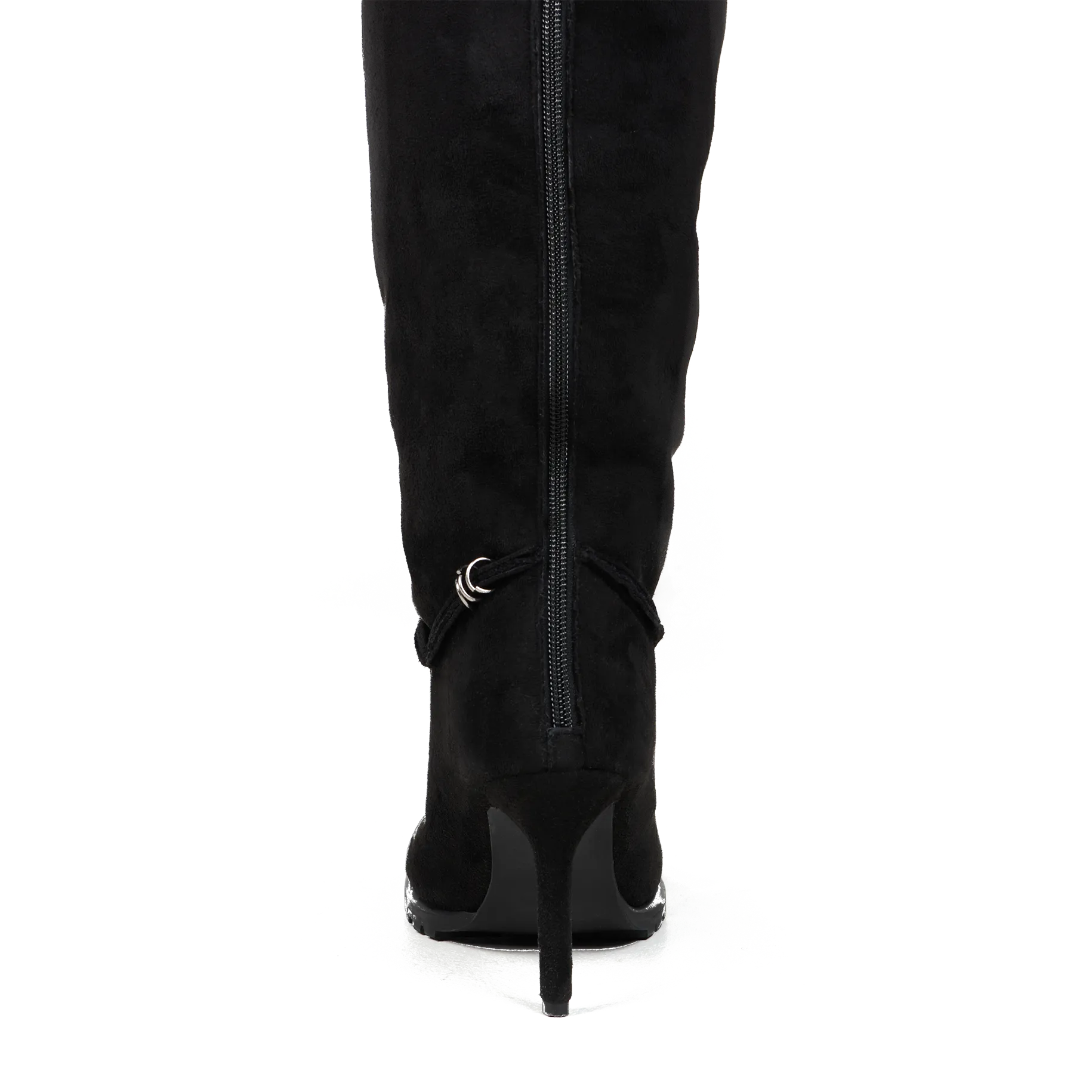 Pierced Thigh-High Suede Shearling Heeled Boots ( Made-to-Order )