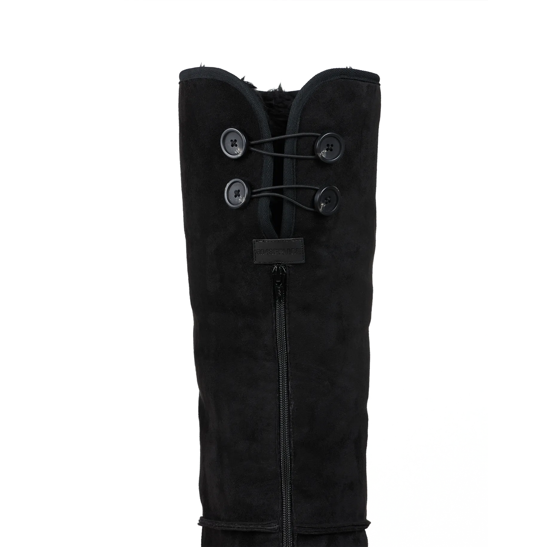 Pierced Thigh-High Suede Shearling Heeled Boots ( Made-to-Order )