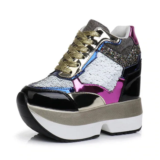 Sequin Platform Sneakers