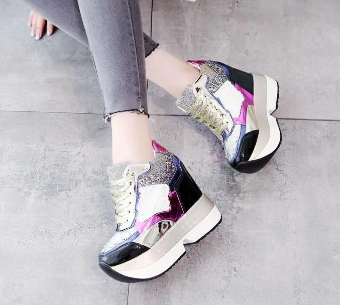 Sequin Platform Sneakers