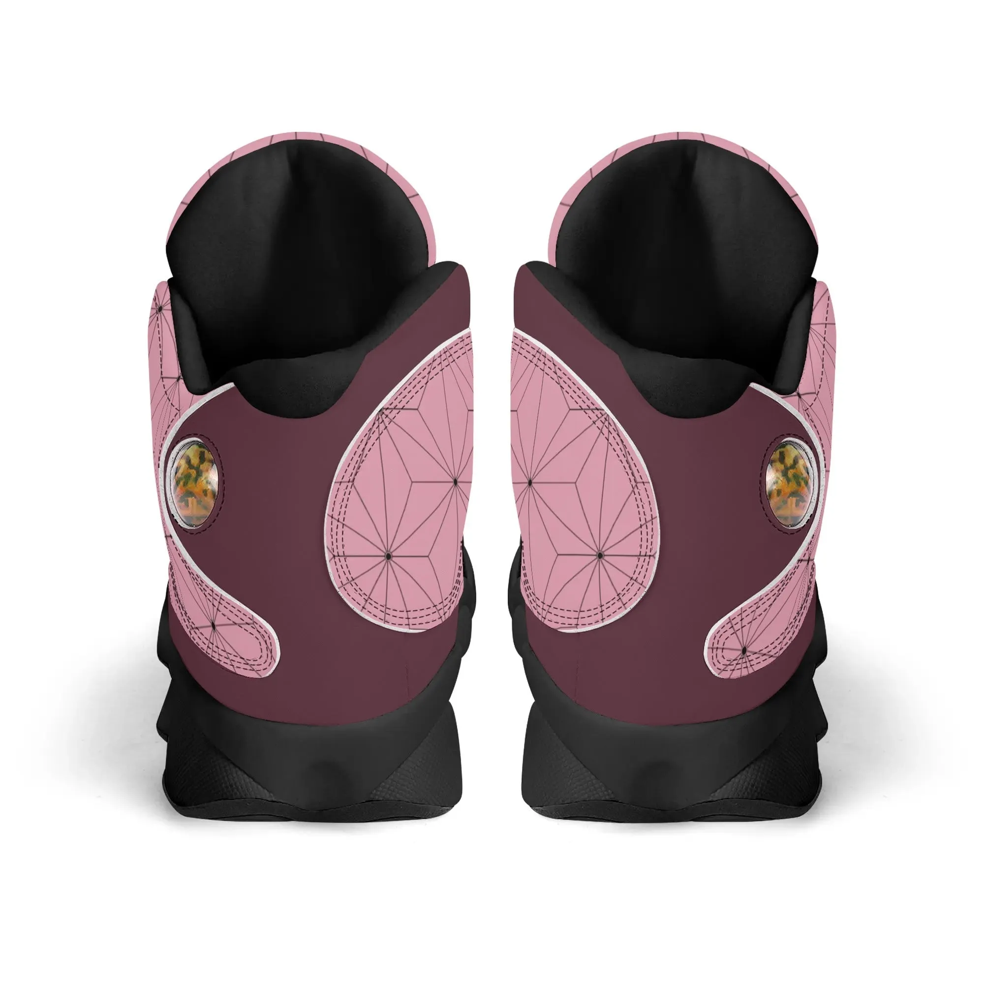 Skate shoe | High Top Sneakers | PU Vegan Leather Basketball shoes | Anime Slayer of Demon | Pink Flower pattern