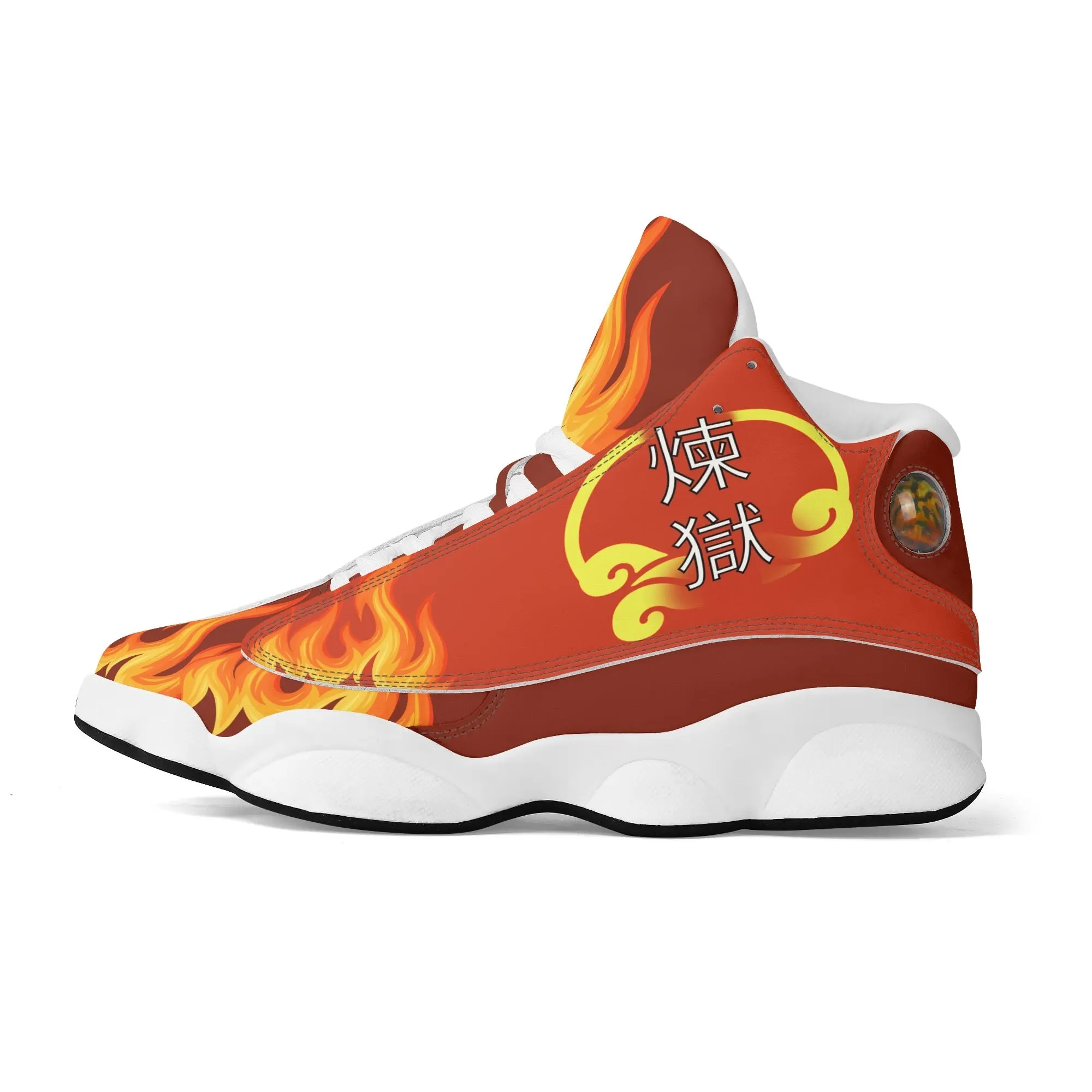 Skate shoe | High Top Sneakers | PU Vegan Leather Basketball shoes | Anime Slayer of Demon | Red Flames pattern