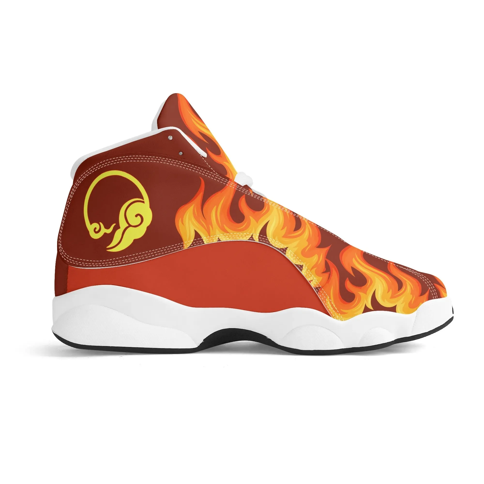 Skate shoe | High Top Sneakers | PU Vegan Leather Basketball shoes | Anime Slayer of Demon | Red Flames pattern