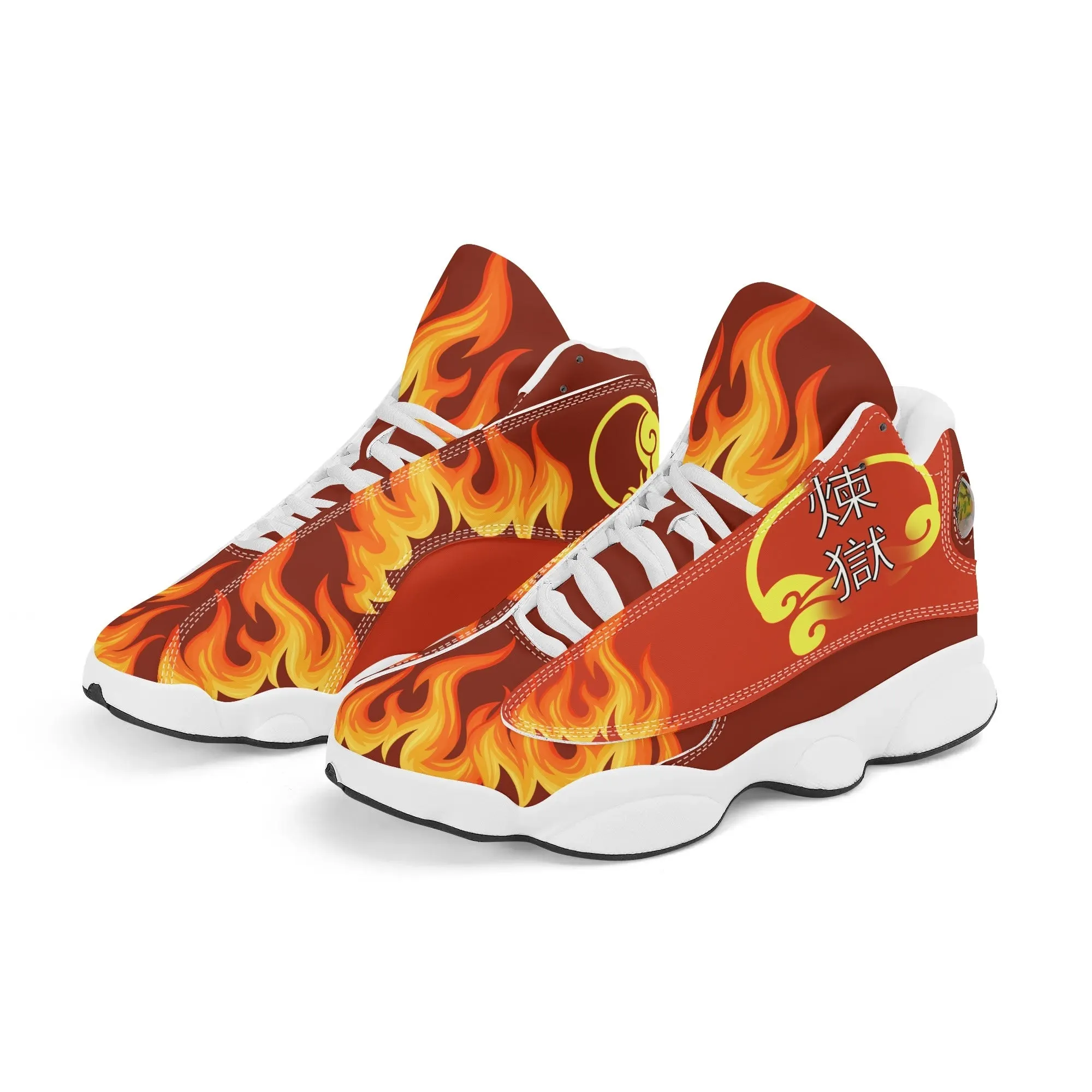 Skate shoe | High Top Sneakers | PU Vegan Leather Basketball shoes | Anime Slayer of Demon | Red Flames pattern