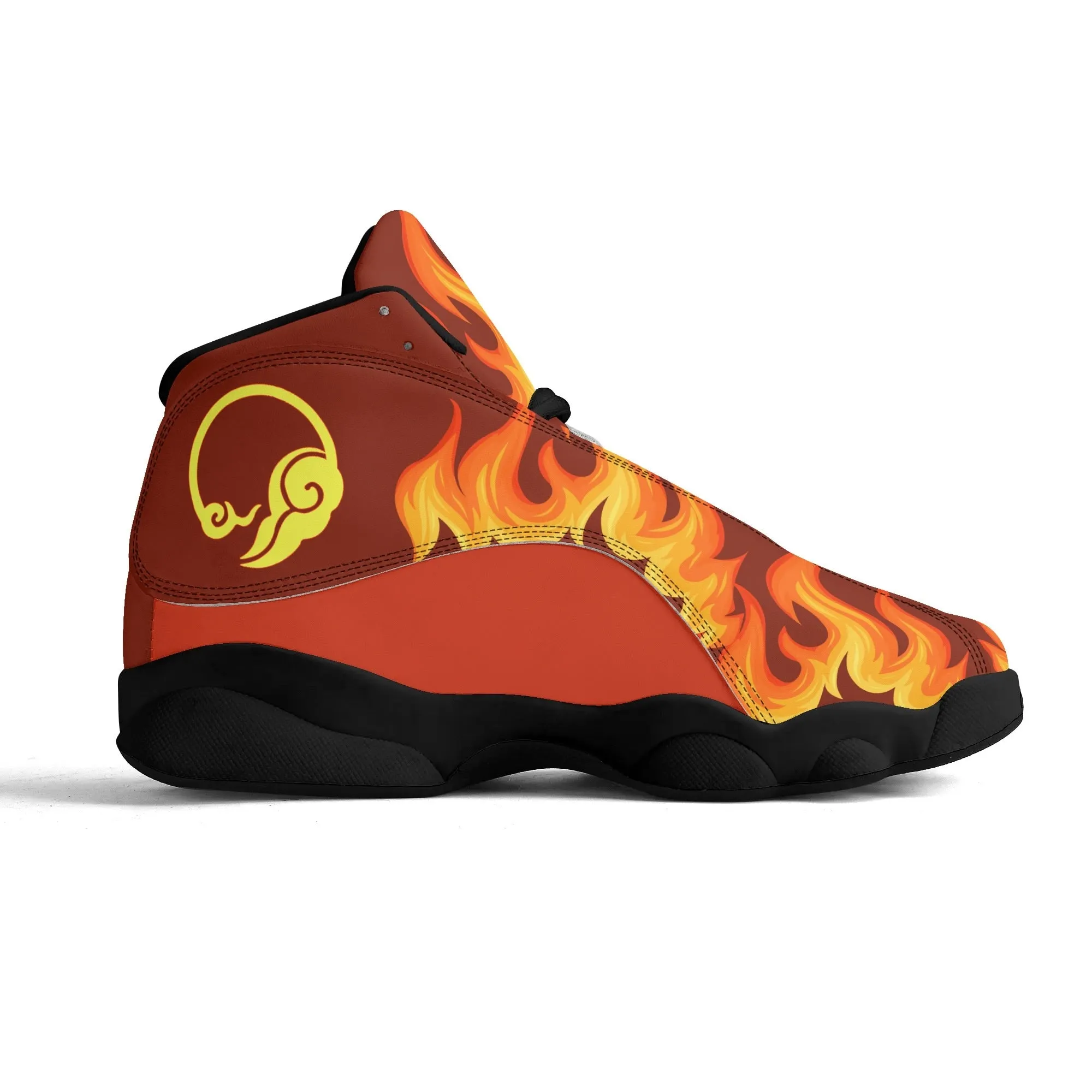 Skate shoe | High Top Sneakers | PU Vegan Leather Basketball shoes | Anime Slayer of Demon | Red Flames pattern