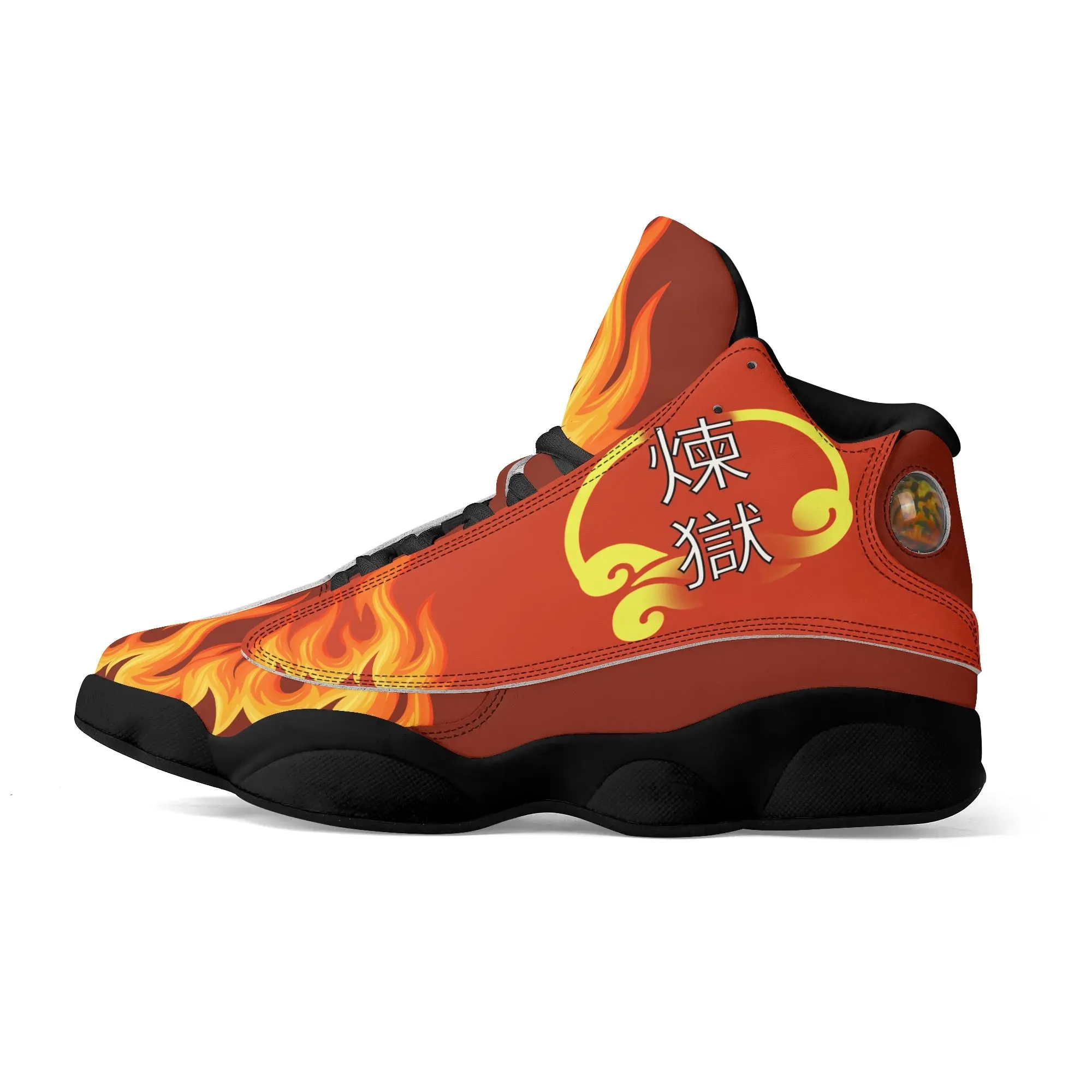 Skate shoe | High Top Sneakers | PU Vegan Leather Basketball shoes | Anime Slayer of Demon | Red Flames pattern