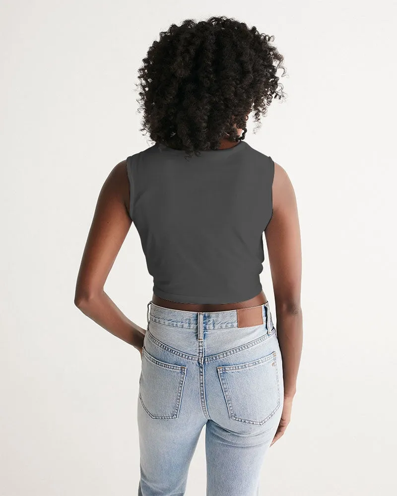 SMF Dark Gray Feminine Twist-Front Tank