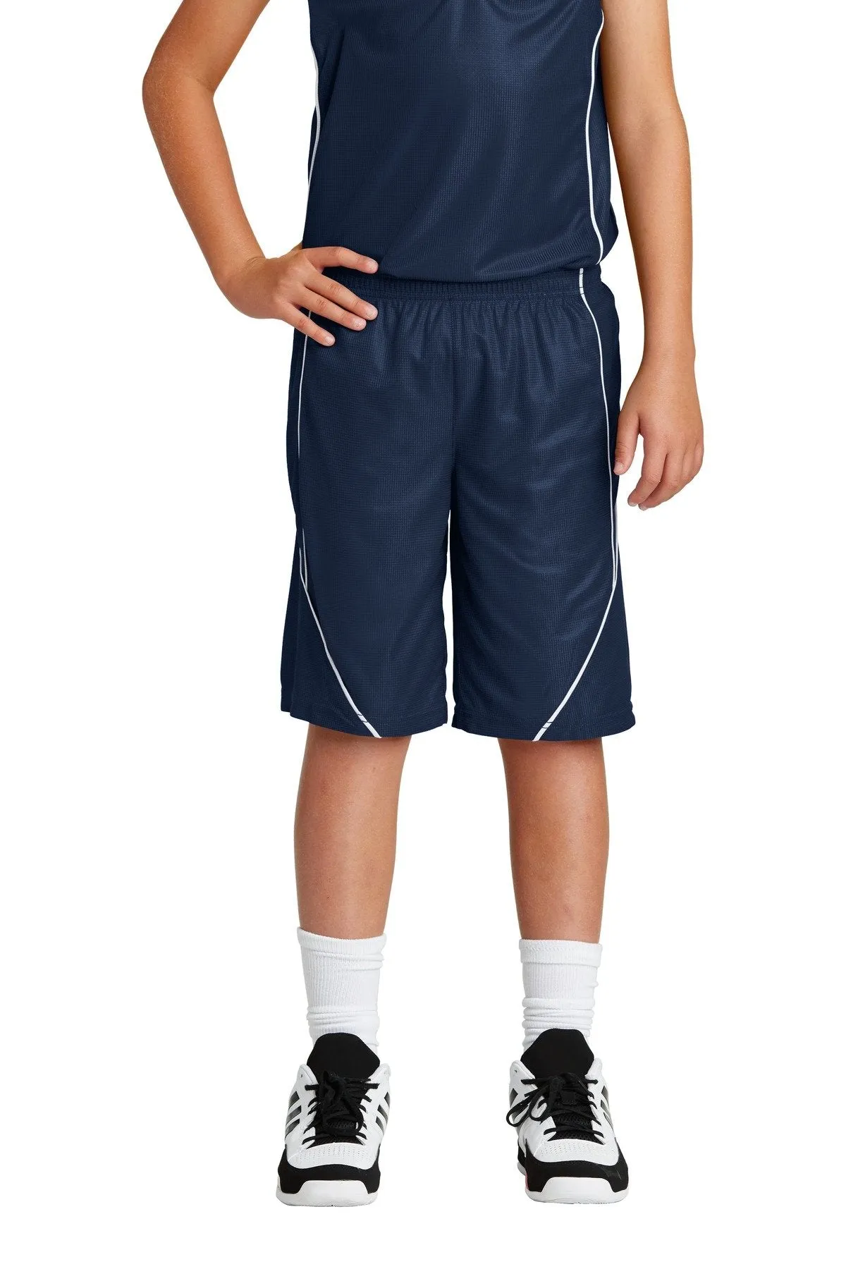 Sport-Tek Youth PosiCharge Mesh Reversible Spliced Short. YT565