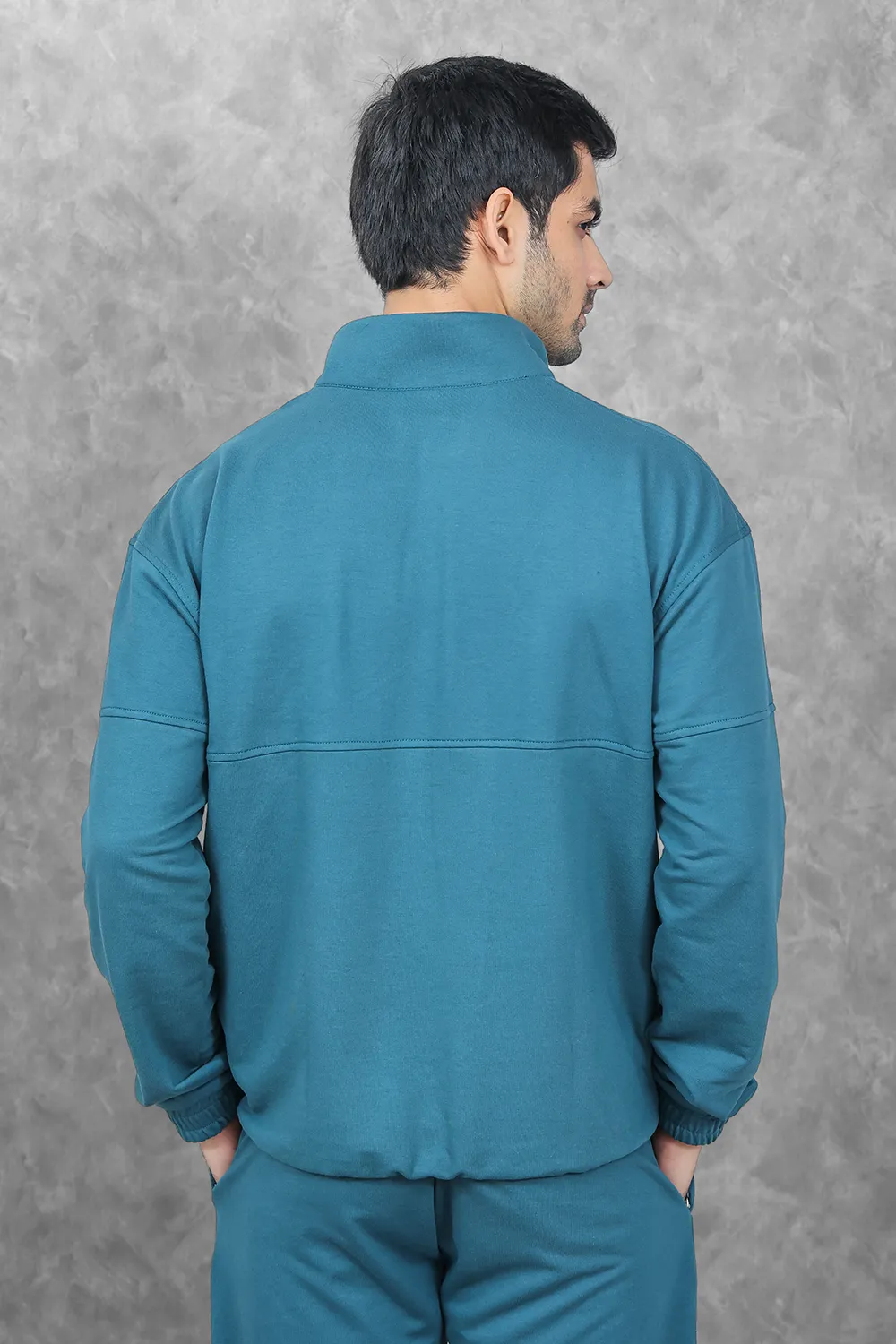 Studio Straight Fit Quarter Zip- Azure Teal