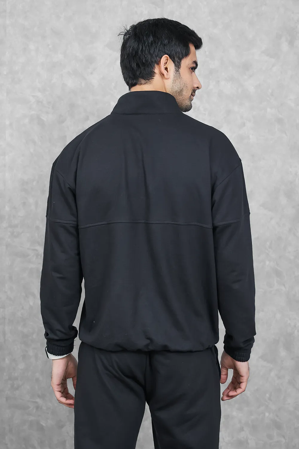 Studio Straight Fit Quarter Zip- Charcoal Black