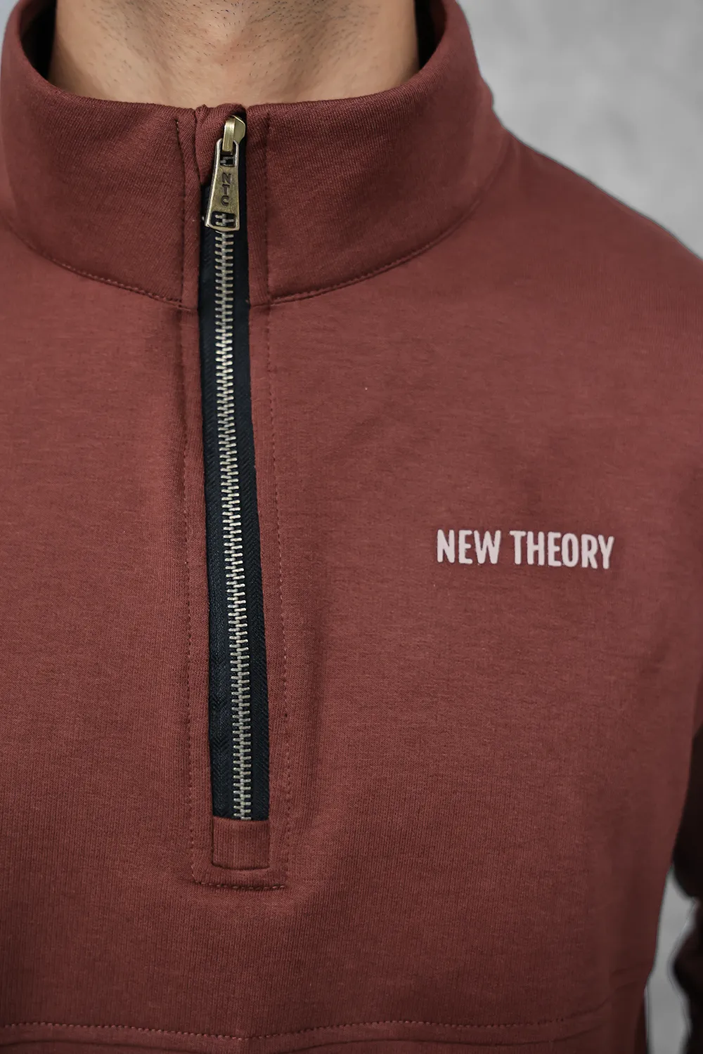 Studio Straight Fit Quarter Zip- Chocolate Brown