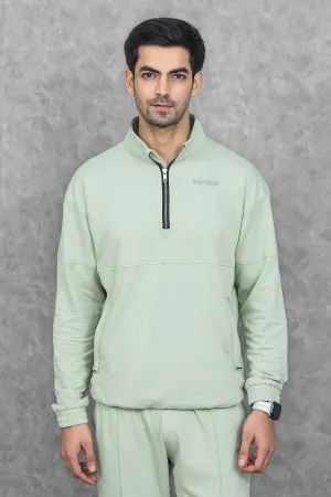 Studio Straight Fit Quarter Zip- Dark Mint