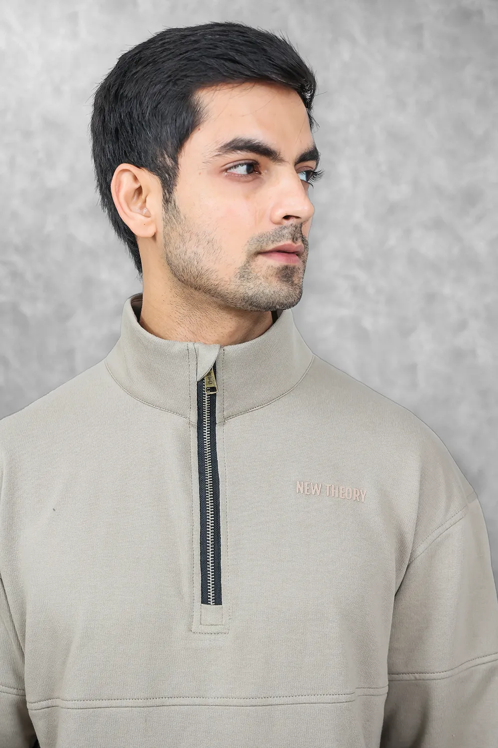 Studio Straight Fit Quarter Zip- Silver Sage