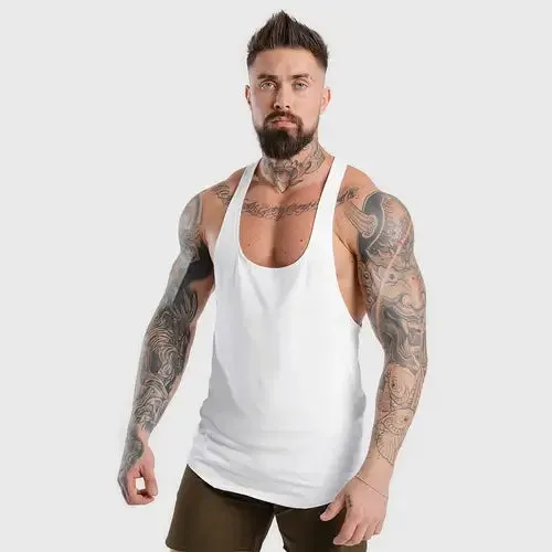 Summer Y Back Gym Stringer Tank Top Men Cotton Clothing Bodybuilding