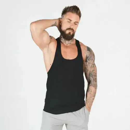 Summer Y Back Gym Stringer Tank Top Men Cotton Clothing Bodybuilding