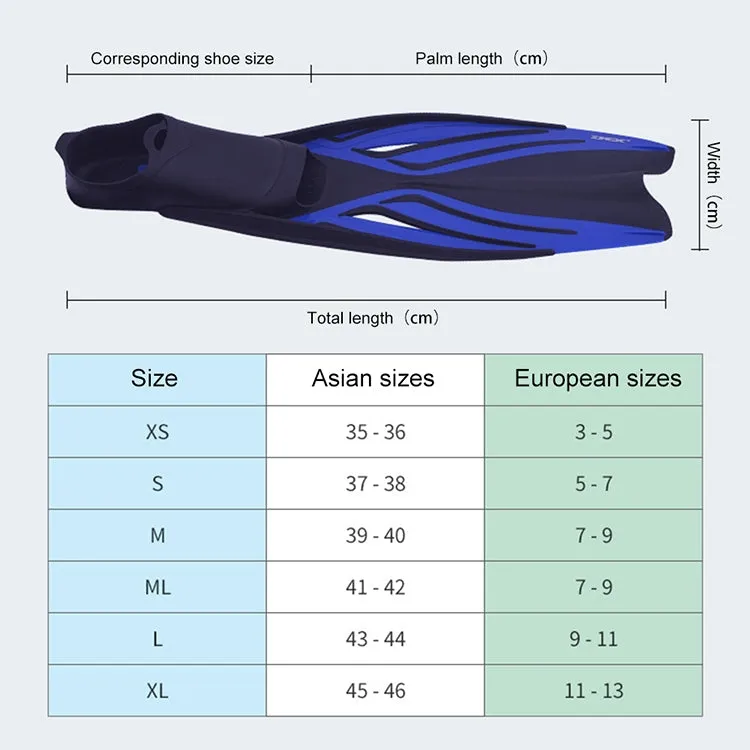 Swimming Free Diving Fins Silicone Flippers Diving Equipment, Size:XL（45-46）(Transparent Black)