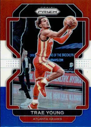 Trae Young, Red White Blue Prizm, 2021-22 Panini Prizm Basketball NBA